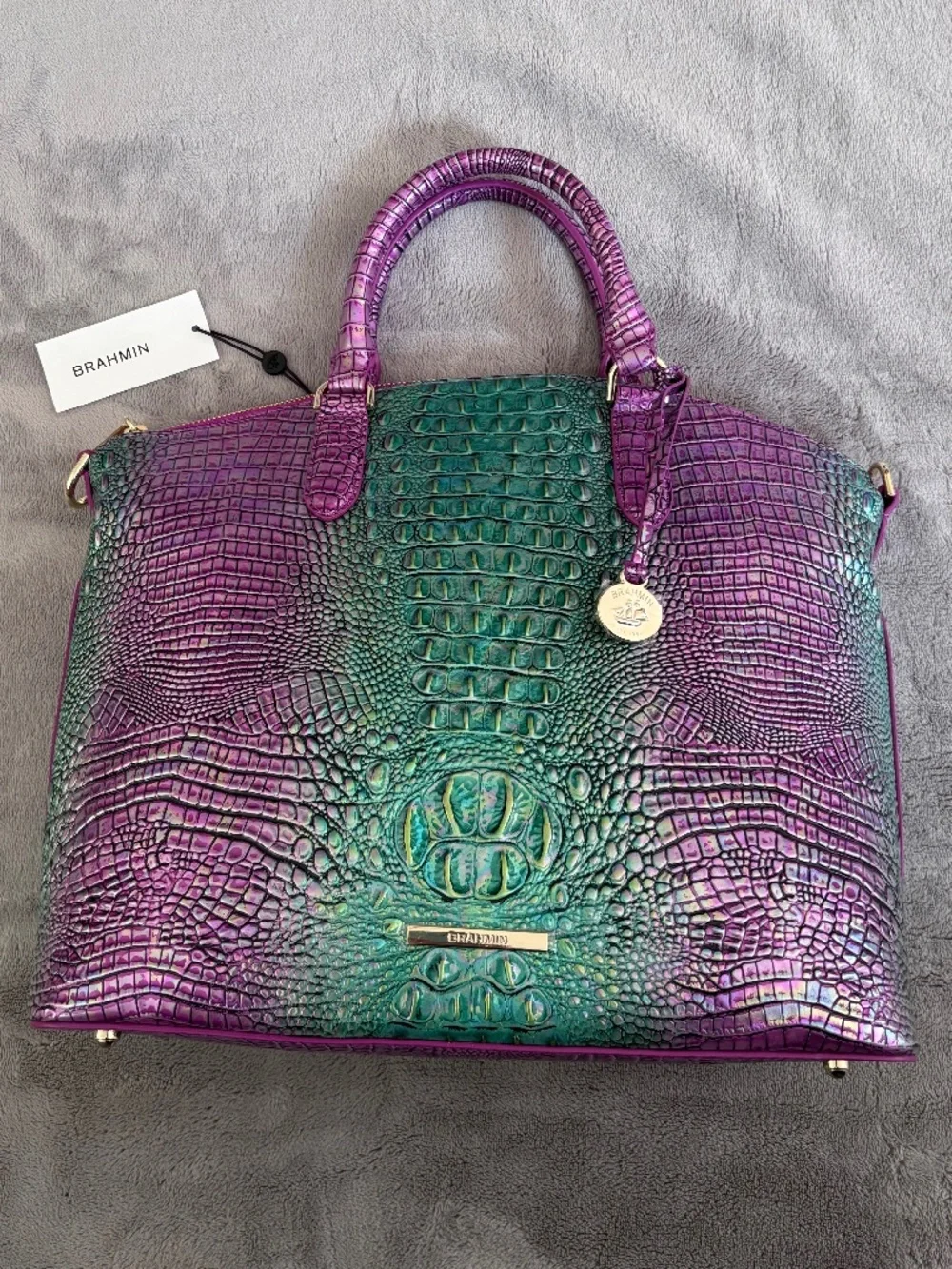 BRAHMIN Large Duxbury Hyacinth Ombre Mini Melbourne Leather Satchel Bag Purse - Picture 1 of 16